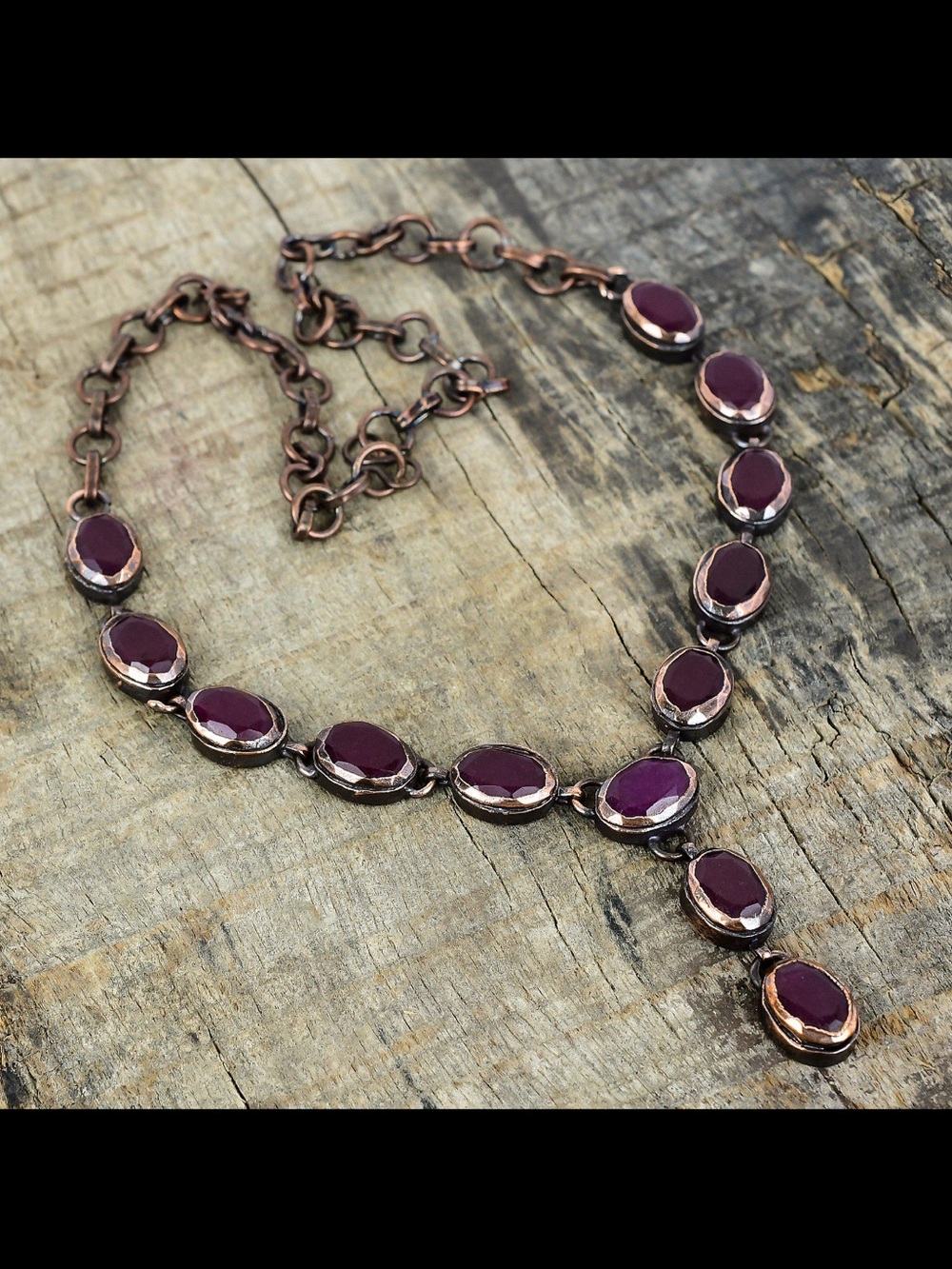 Kashmir Ruby and Copper Drop Necklace - Women Jewelry